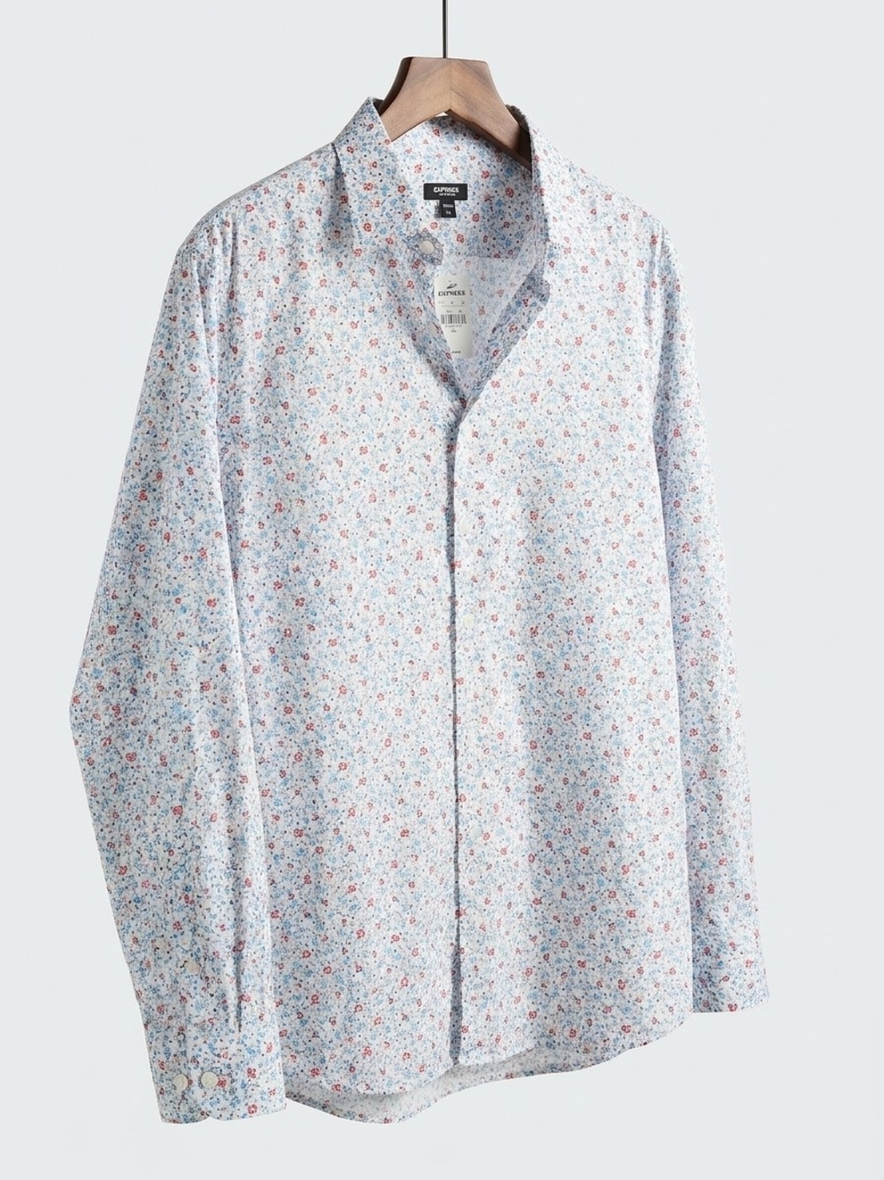 Express Men’s XL NWT White Floral Print Button Down Dress Shirt